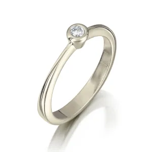 Contemporary 0.10ct Solitaire Diamond Ring in 18ct White Gold