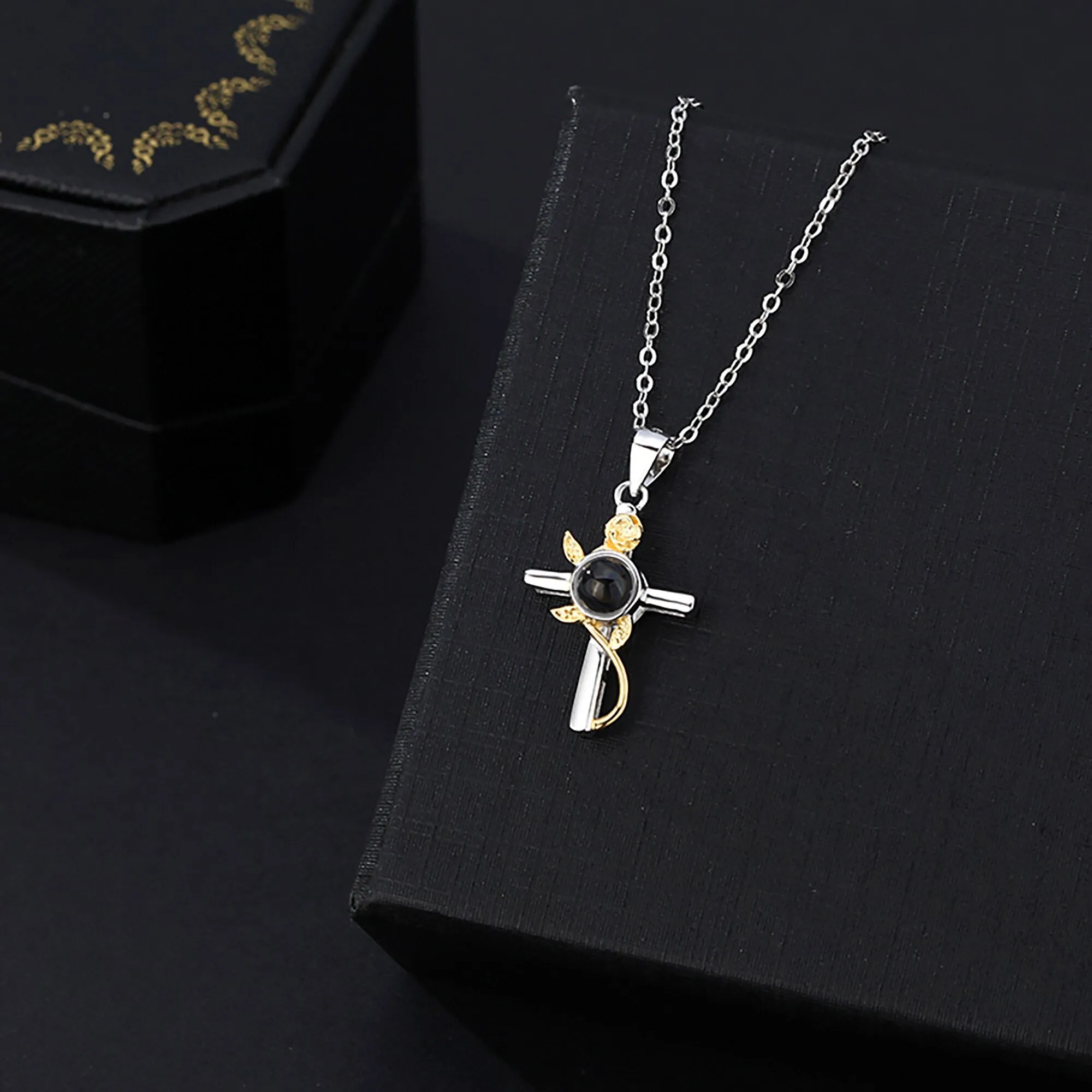 Customizable Photo Cross Projection Necklace  Pendant Jewelry