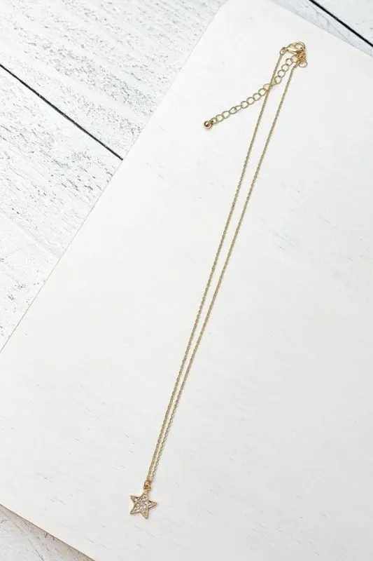 Dainty Pave Star Pendant Necklaces