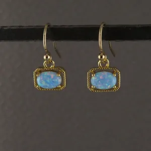 Deco Framed Blue Opal Earrings