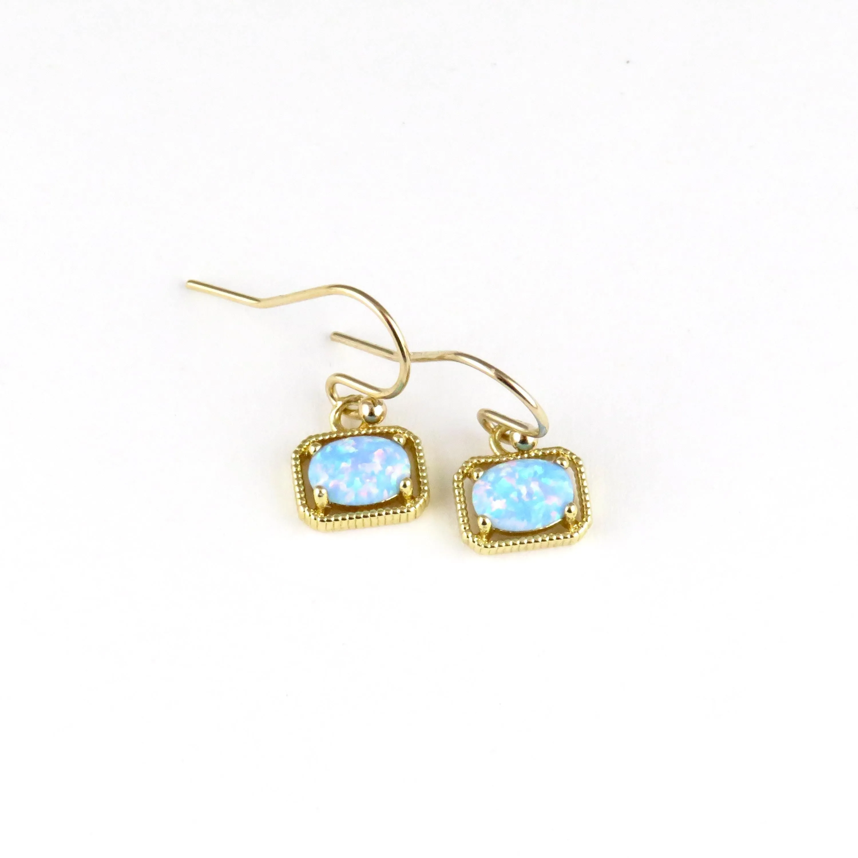 Deco Framed Blue Opal Earrings