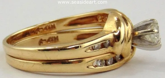 Diamond Wedding Ring Set 14kt Two Tone Gold