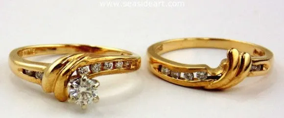 Diamond Wedding Ring Set 14kt Two Tone Gold