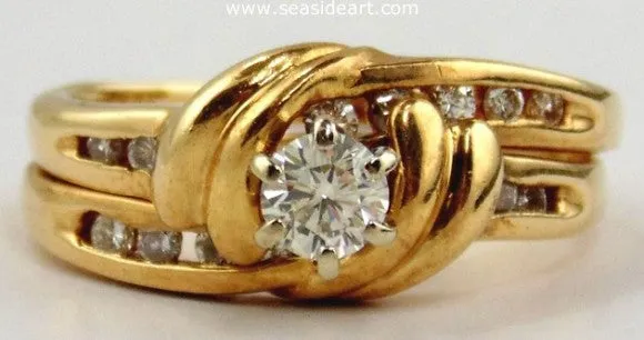 Diamond Wedding Ring Set 14kt Two Tone Gold