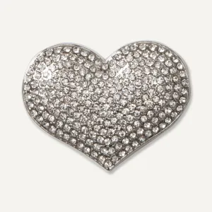 Elizabeth Crystal Heart Magnetic Brooch In Silver-Tone