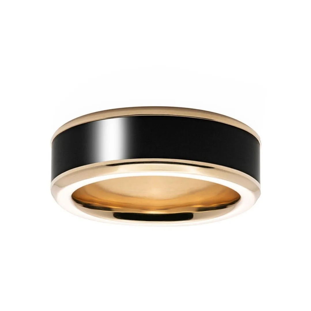 Elysium Ares Black Diamond and 18 Carat Yellow Gold Wedding Ring