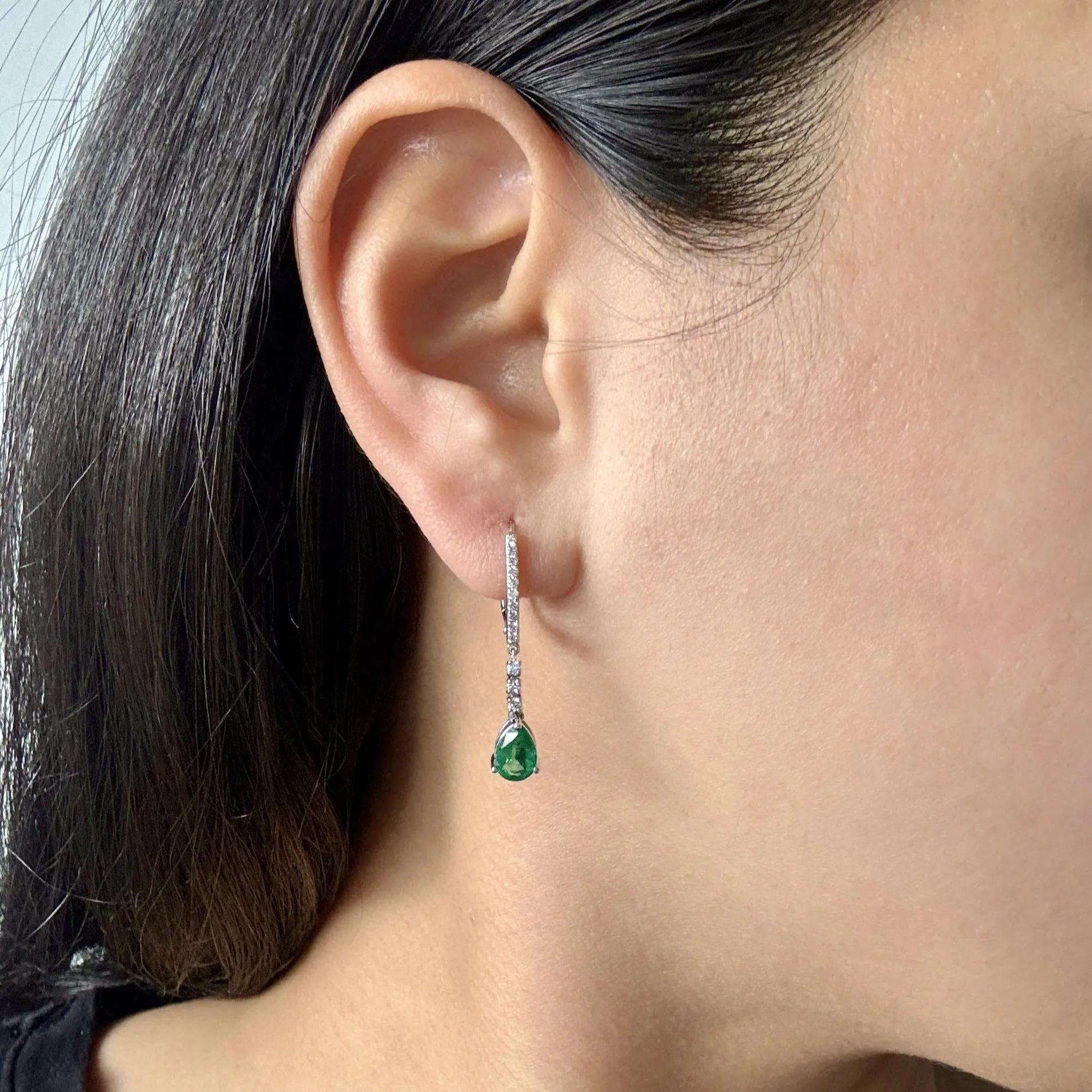 Emerald and Diamond Dangle Earrings