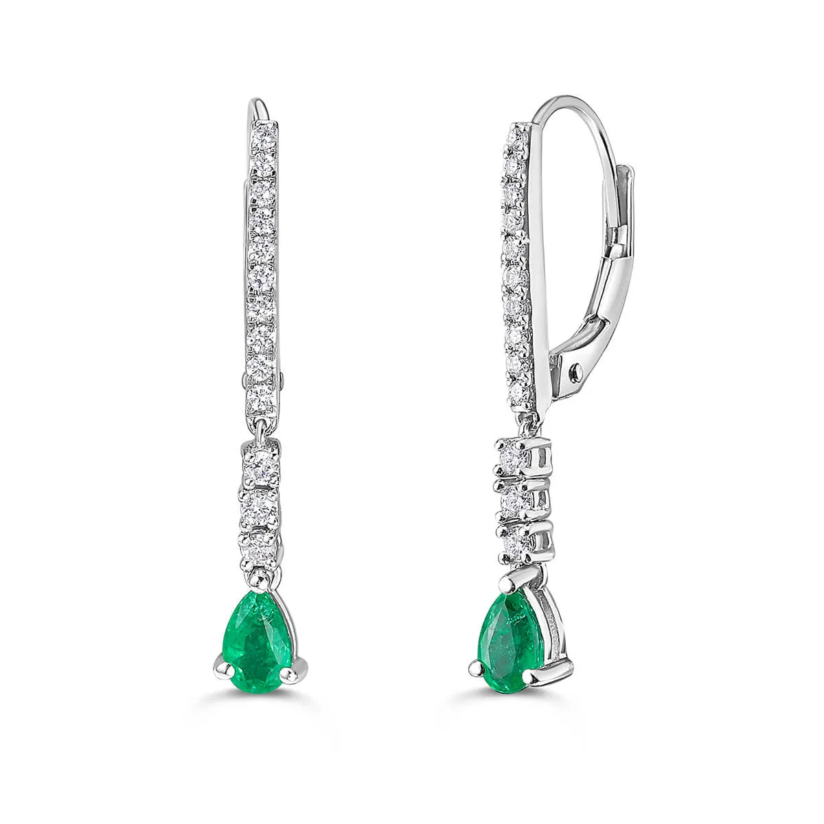 Emerald and Diamond Dangle Earrings