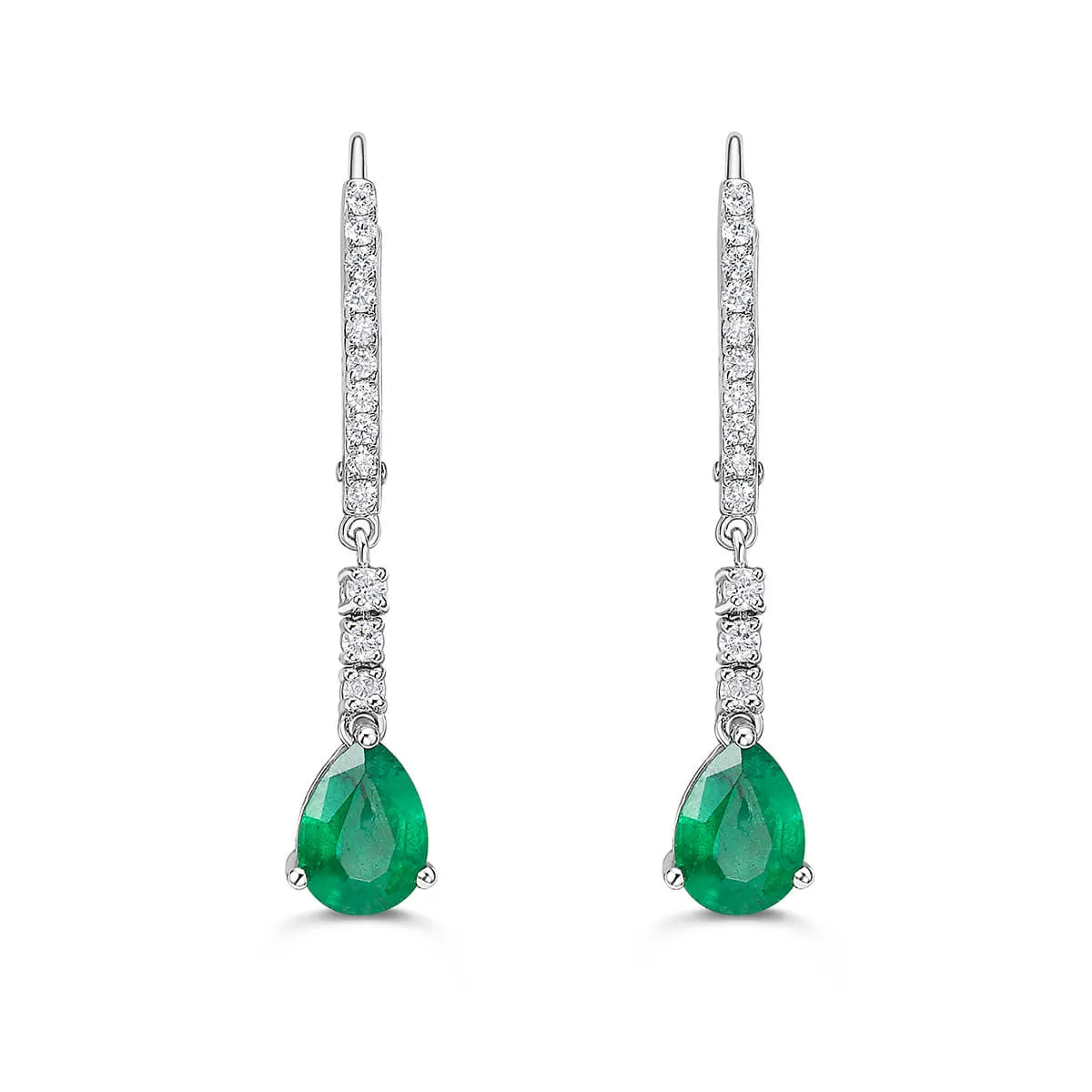 Emerald and Diamond Dangle Earrings