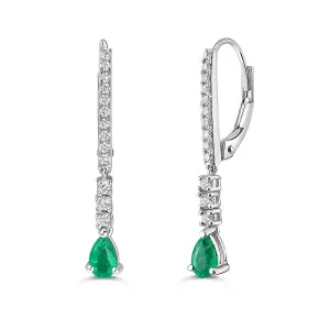 Emerald and Diamond Dangle Earrings