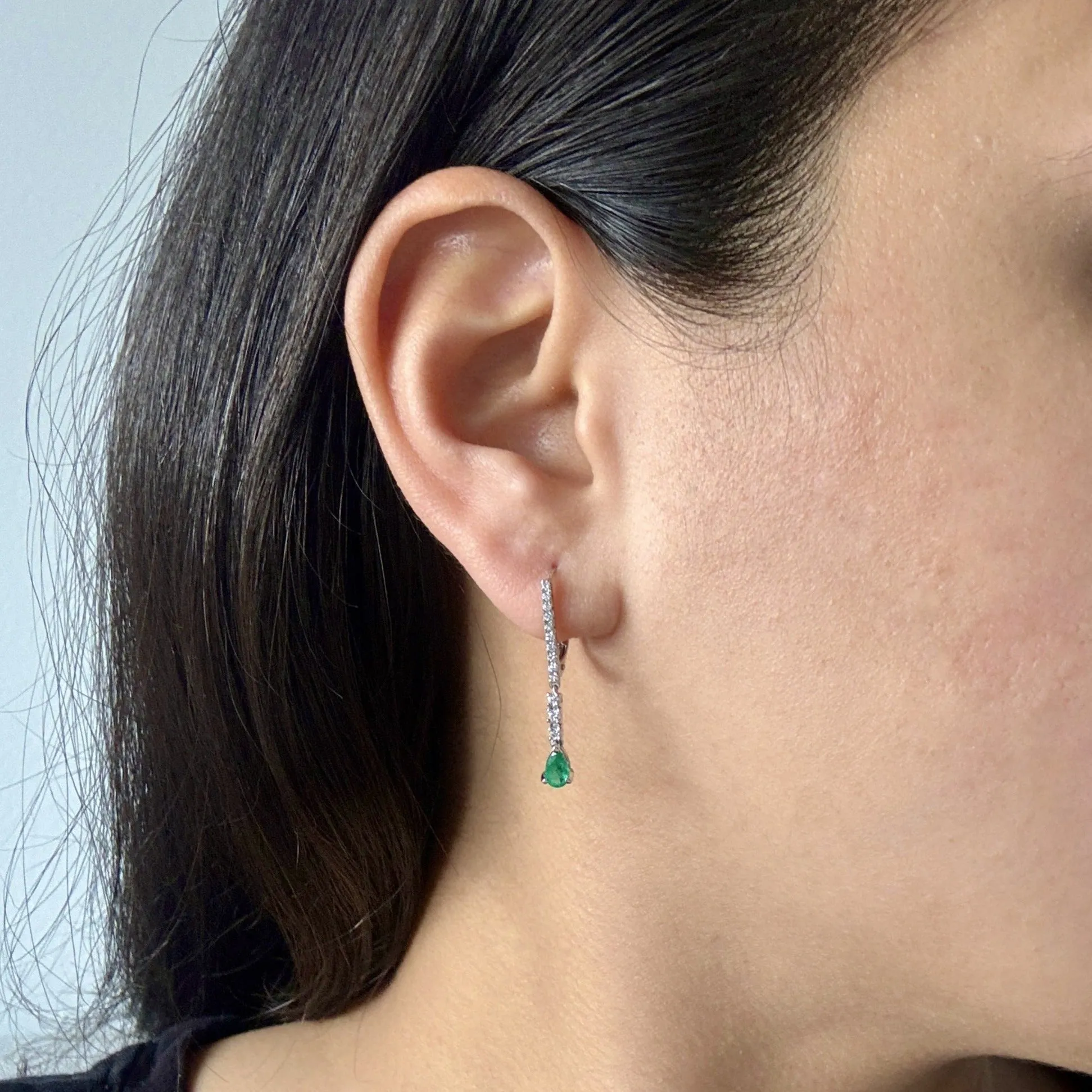 Emerald and Diamond Dangle Earrings