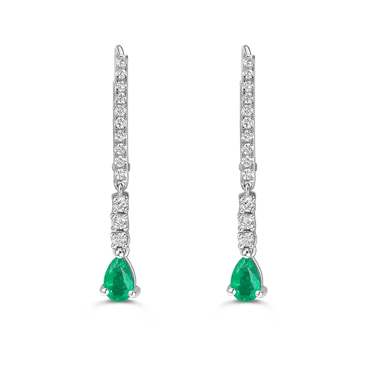 Emerald and Diamond Dangle Earrings