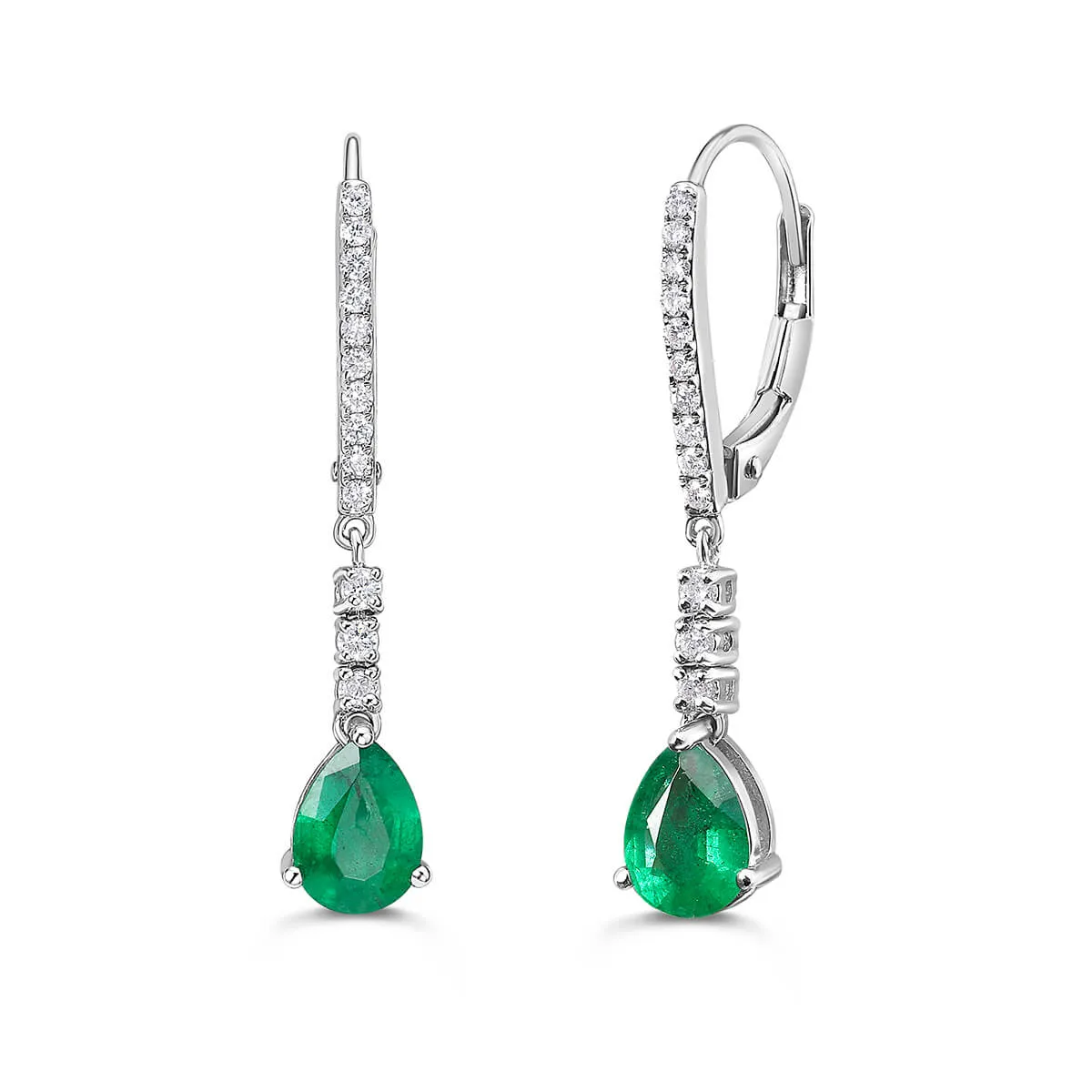 Emerald and Diamond Dangle Earrings