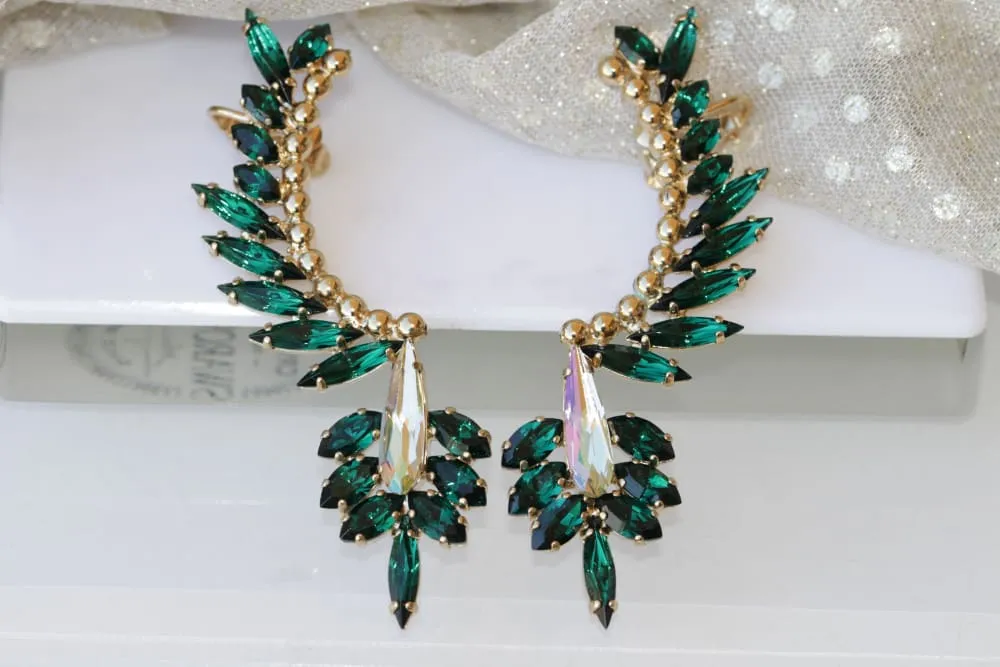 EMERALD CLIMBING EARRINGS