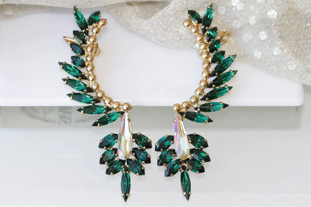 EMERALD CLIMBING EARRINGS