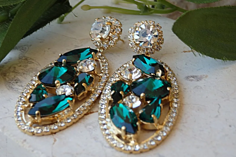 Emerald crystal earrings