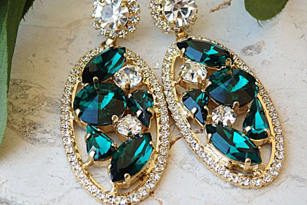 Emerald crystal earrings