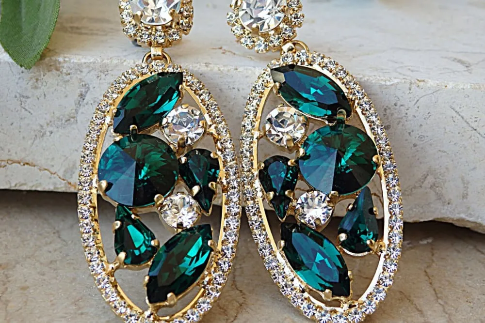 Emerald crystal earrings