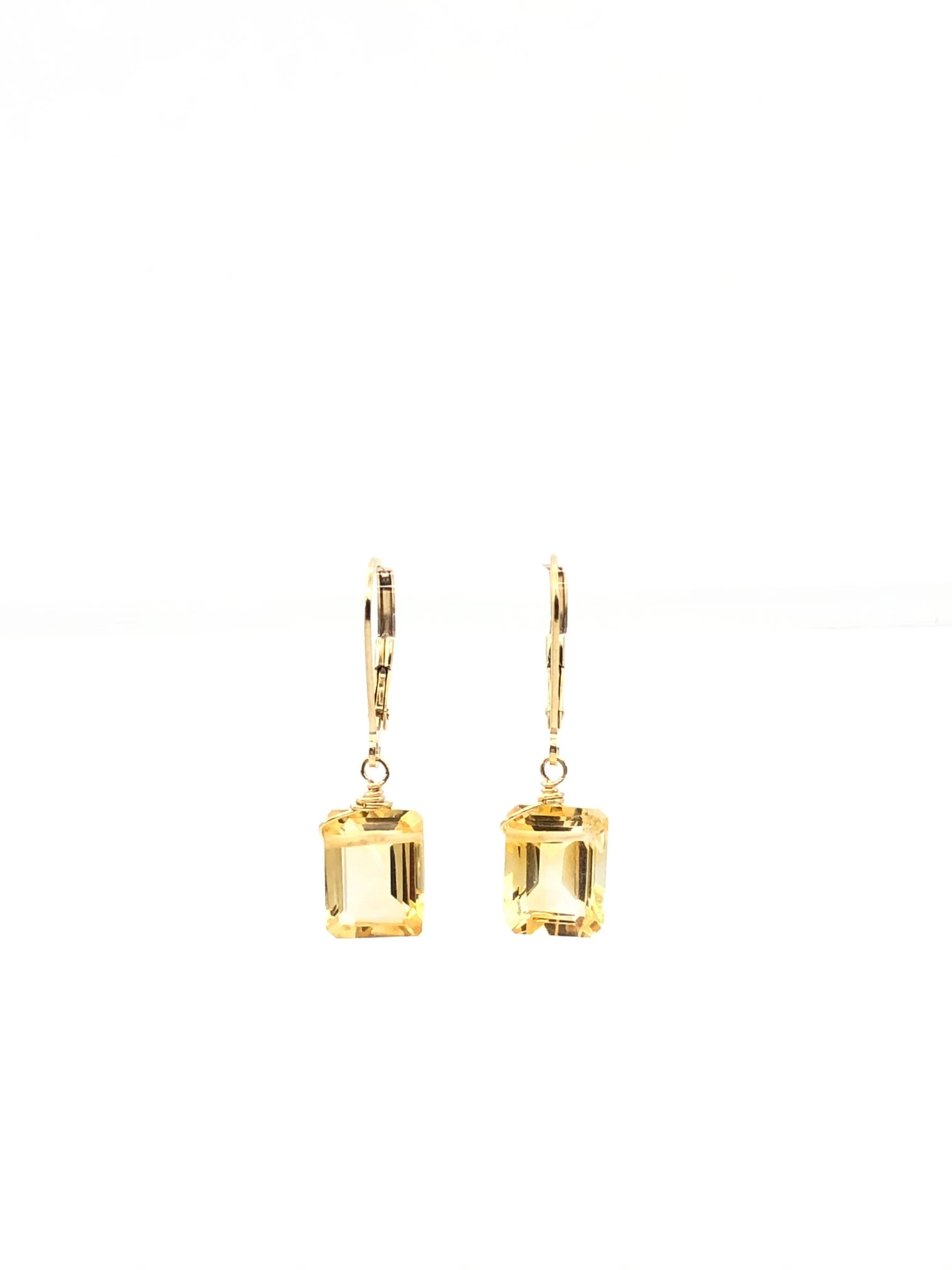 Emerald cut Citrine earrings gold fill