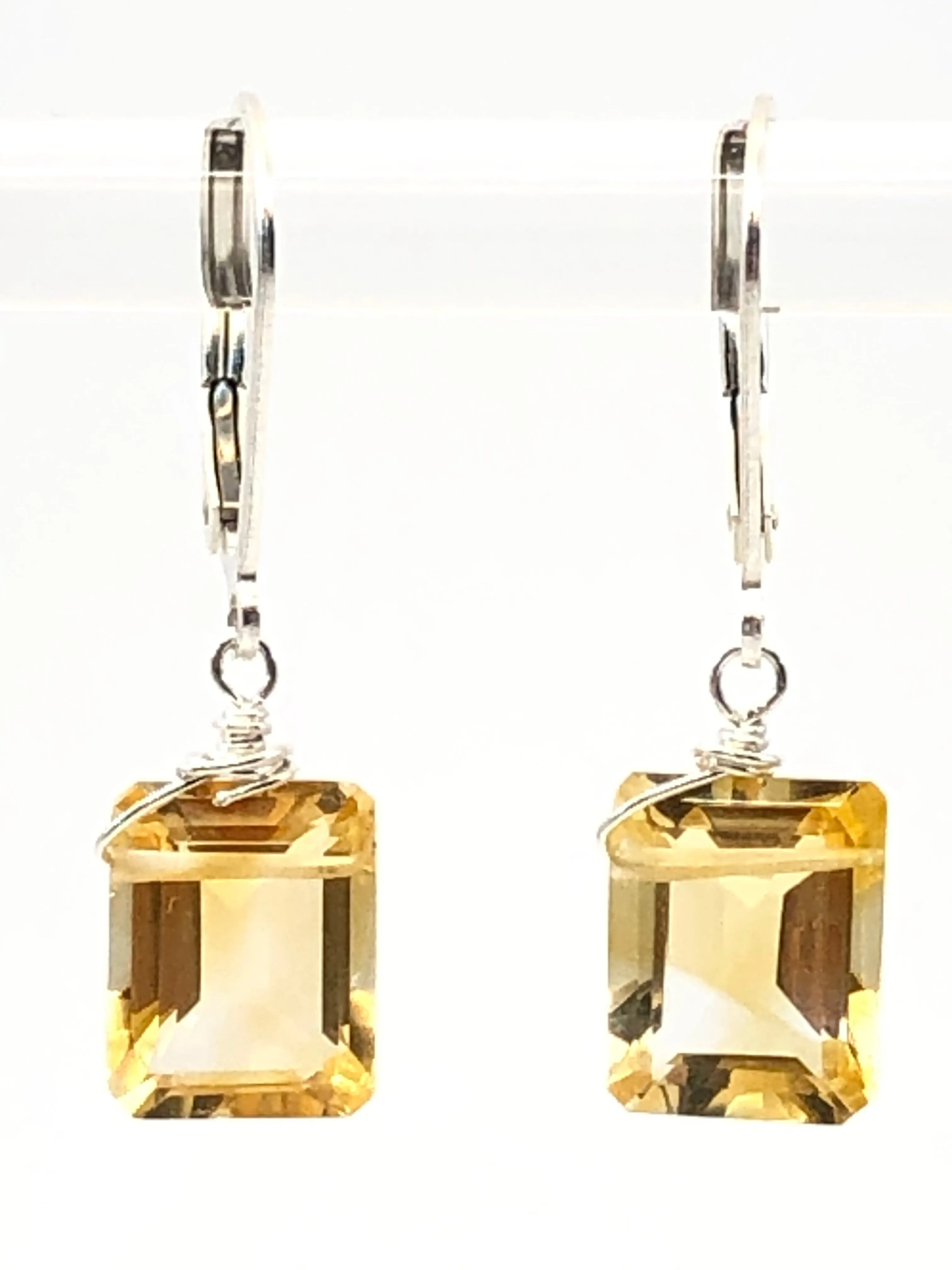 Emerald cut Citrine earrings gold fill