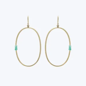 Emerald Double Bead Hoop Earrings