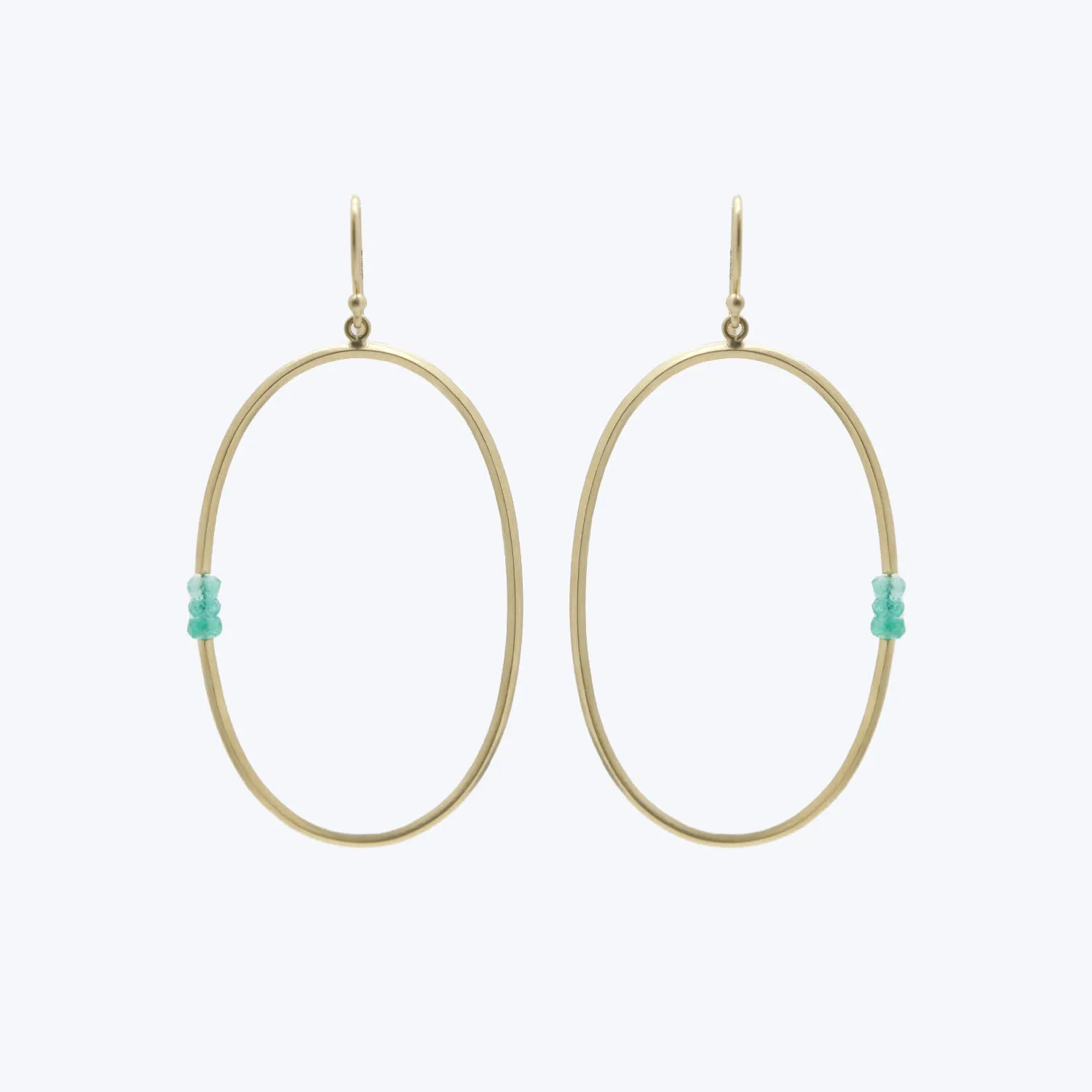 Emerald Double Bead Hoop Earrings