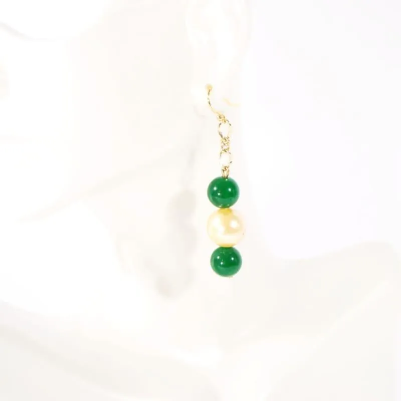 Emerald Green With Yellow Shell Dangle Earrings