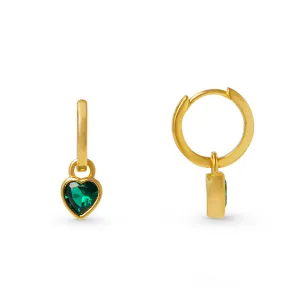 Emerald Heart Hoop Earrings