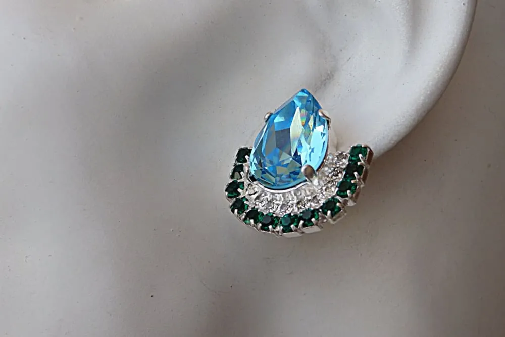 Emerald Light Blue  Earrings