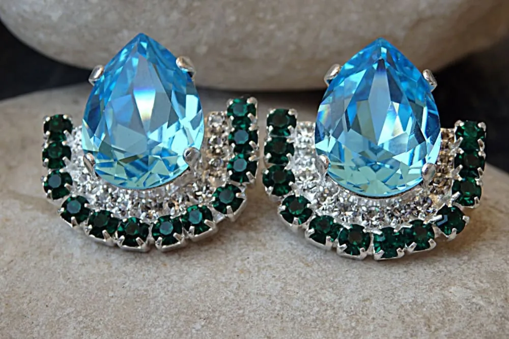 Emerald Light Blue  Earrings