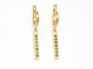 Emerald Vertical Earrings - Natural Emerald Earrings, Green Drop Earrings