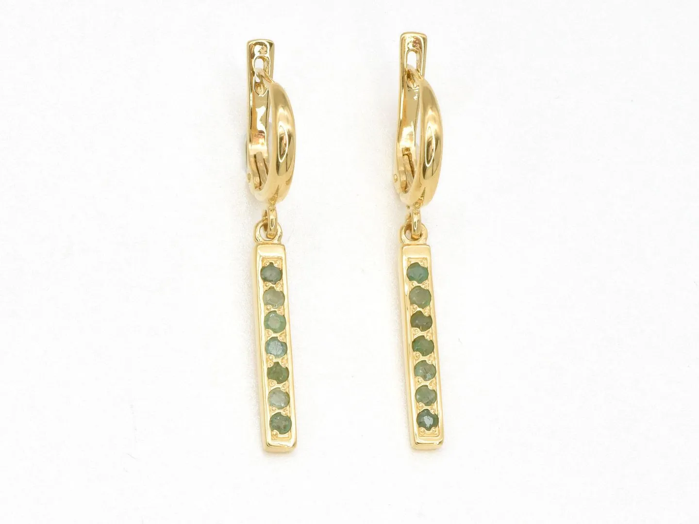 Emerald Vertical Earrings - Natural Emerald Earrings, Green Drop Earrings