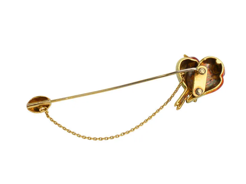 Enamel Love Birds & Egg Edwardian Brooch Stick Pin