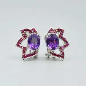 'Estate' Amethyst and Ruby Earrings