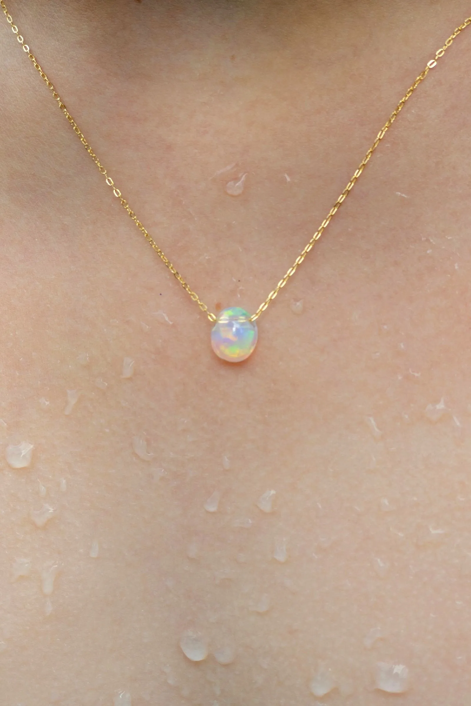 Ethiopian Opal Necklace with Gold-Filled Chain