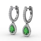 FANA Emerald and Diamond Pear Drop Earrings ER1394E