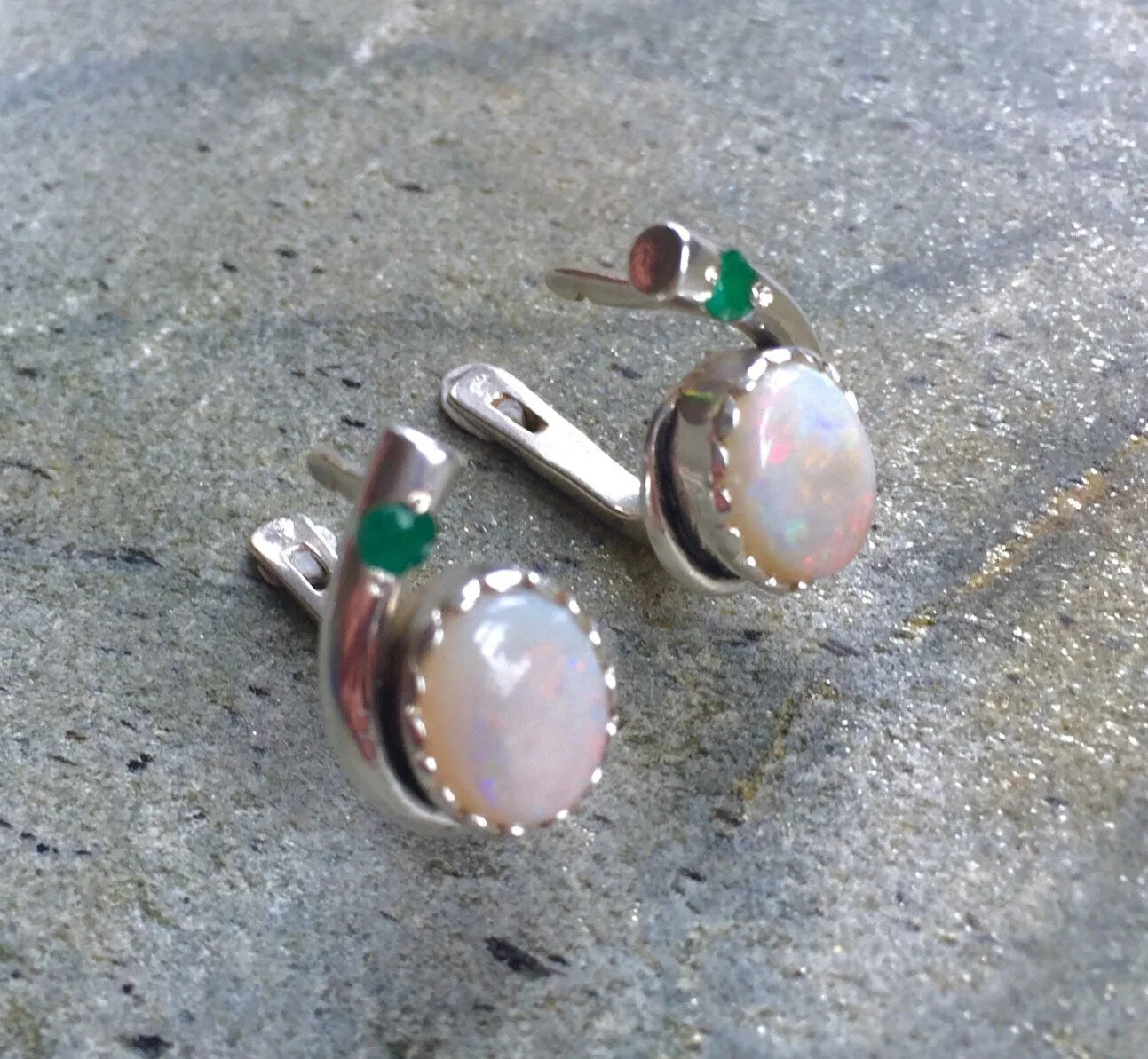 Fire Opal Earrings - Opal Teardrop Earrings - Two Stone Earrings