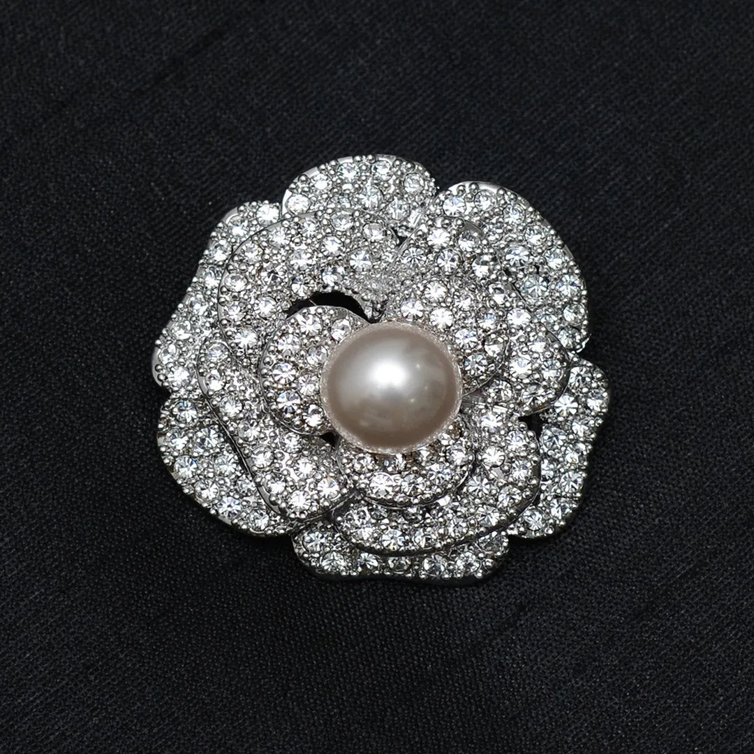 Floral Single Pearl Stone Studded Brooch