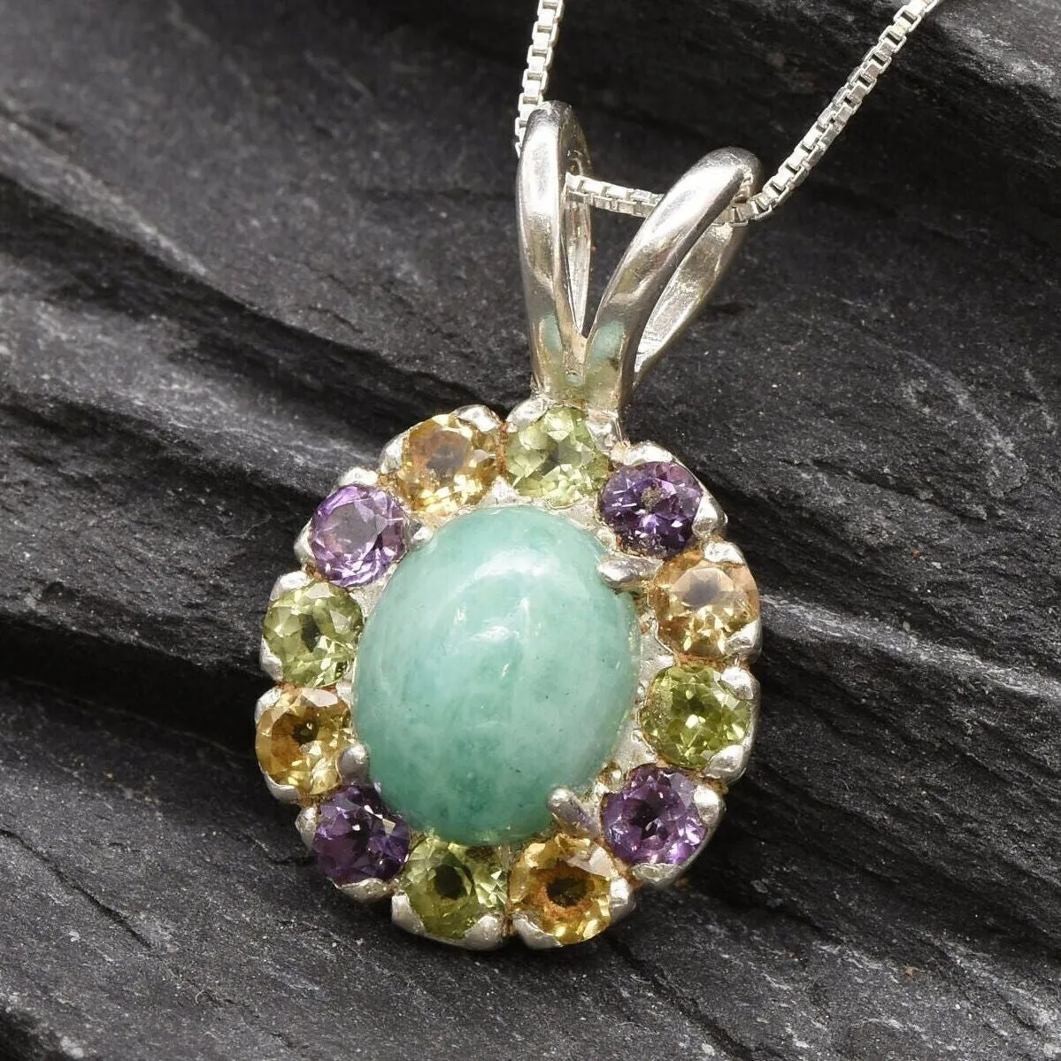 Flower Emerald Pendant - GENUINE Emerald Necklace - Green Victorian Pendant