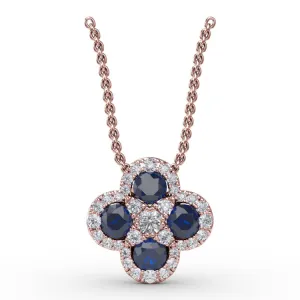 Flower Sapphire and Diamond Pendant