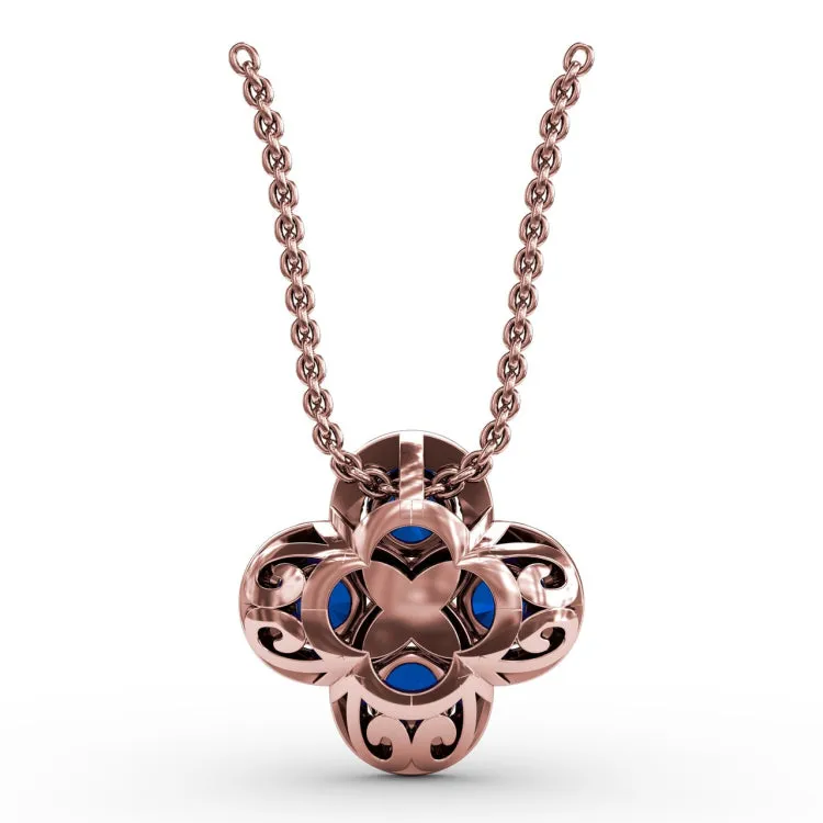 Flower Sapphire and Diamond Pendant