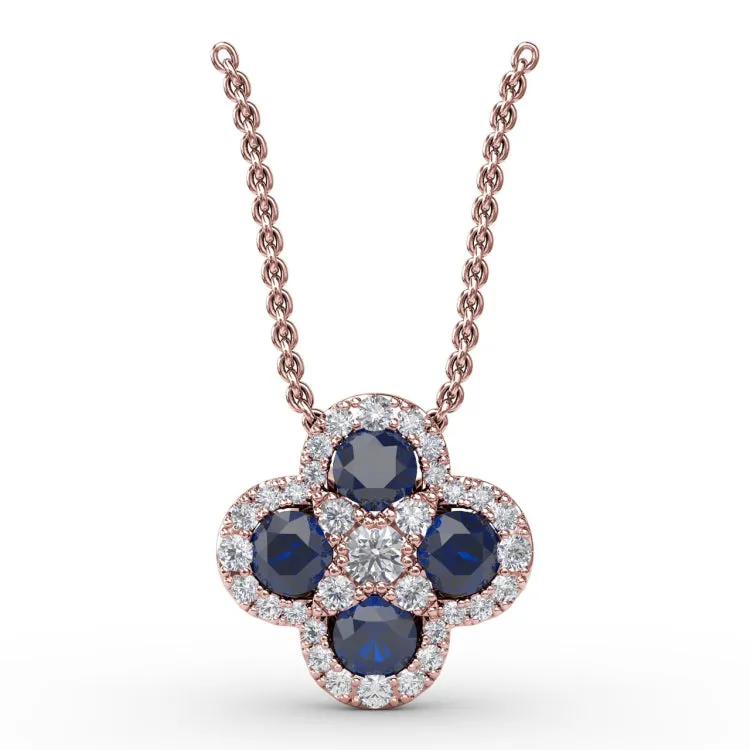 Flower Sapphire and Diamond Pendant