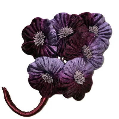 Flower Trim - Velvet Flower Cluster with Satin Binding (Limited Availability)