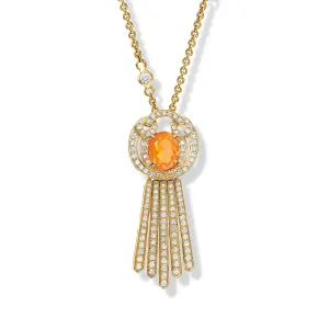 Frida Necklace Pendant 18ct Yellow Gold - Fire Opal & Diamond Pavé