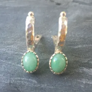 Genuine Emerald Earrings - Green Drop Earrings - Long Vintage Earrings