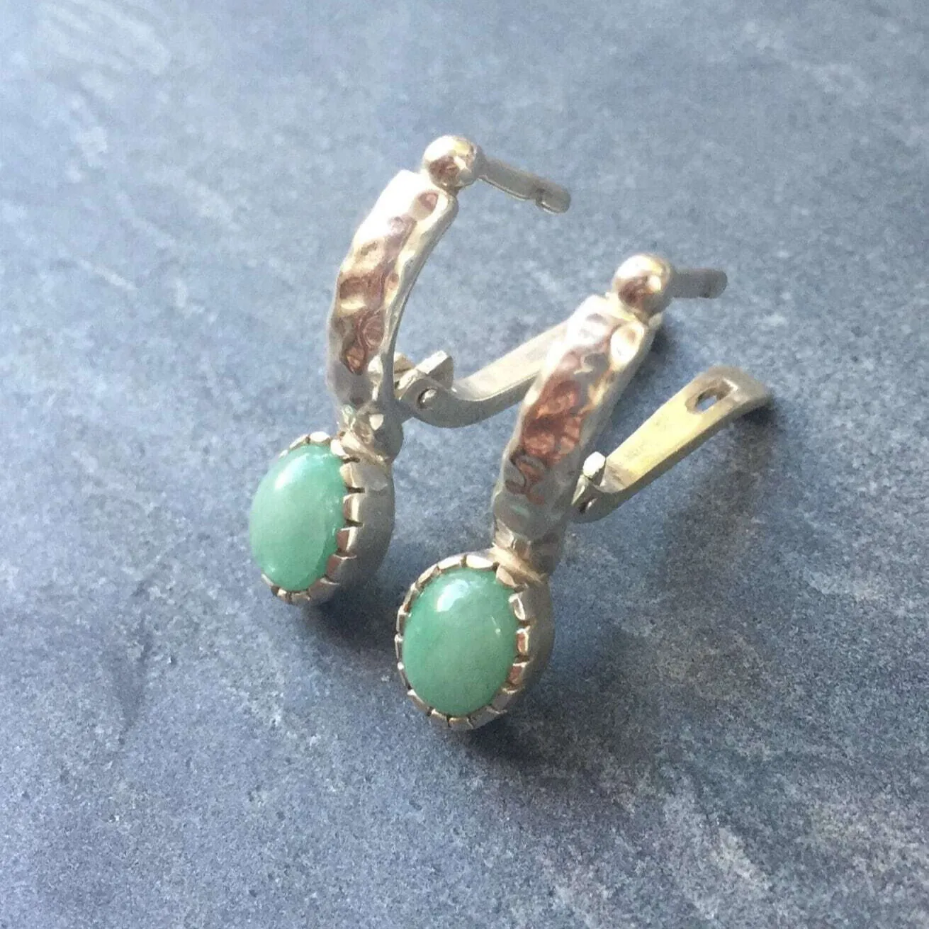 Genuine Emerald Earrings - Green Drop Earrings - Long Vintage Earrings