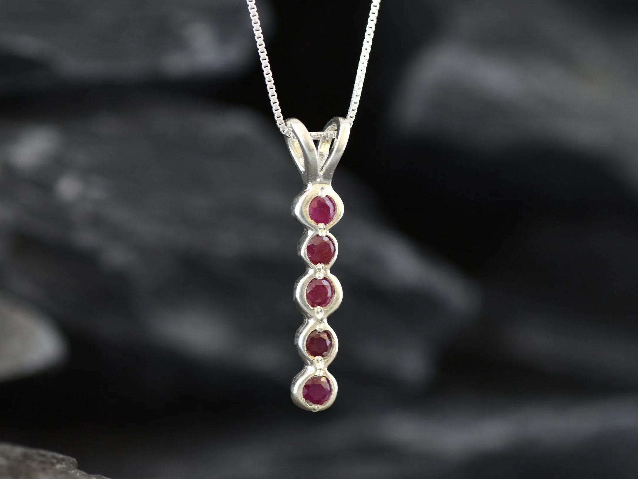 Genuine Ruby Pendant - Red Drop Pendant - July Birthstone Necklace