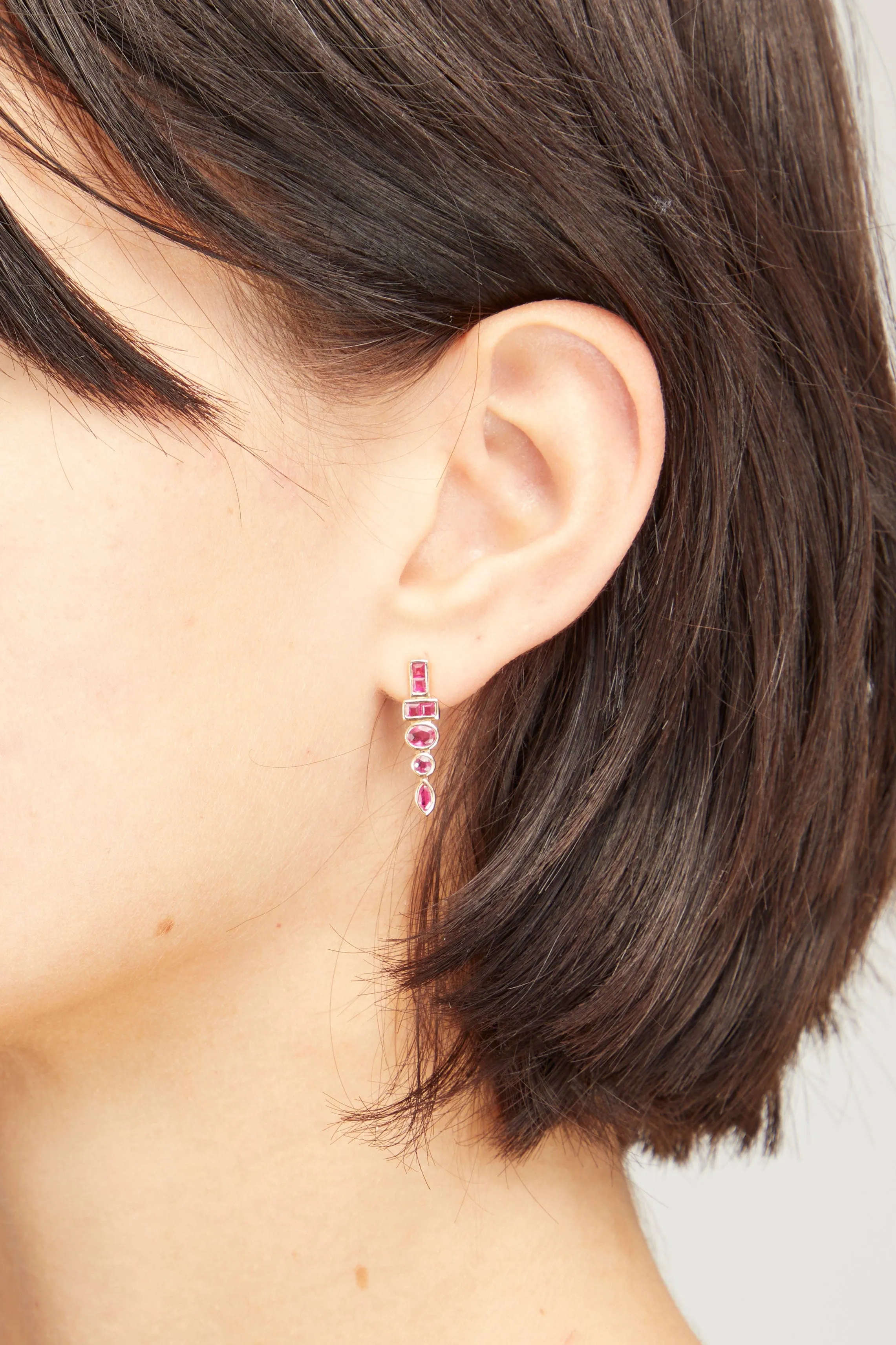 Geometric Stud Earrings in Ruby