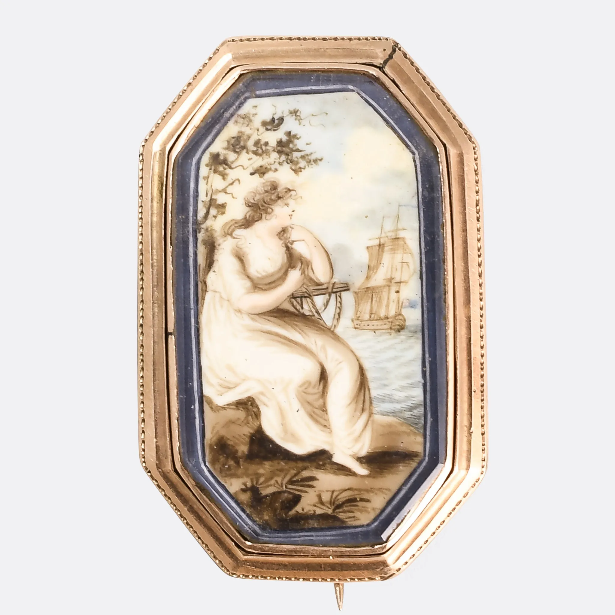 Georgian "Lady Hope" Portrait Miniature Pendant Brooch