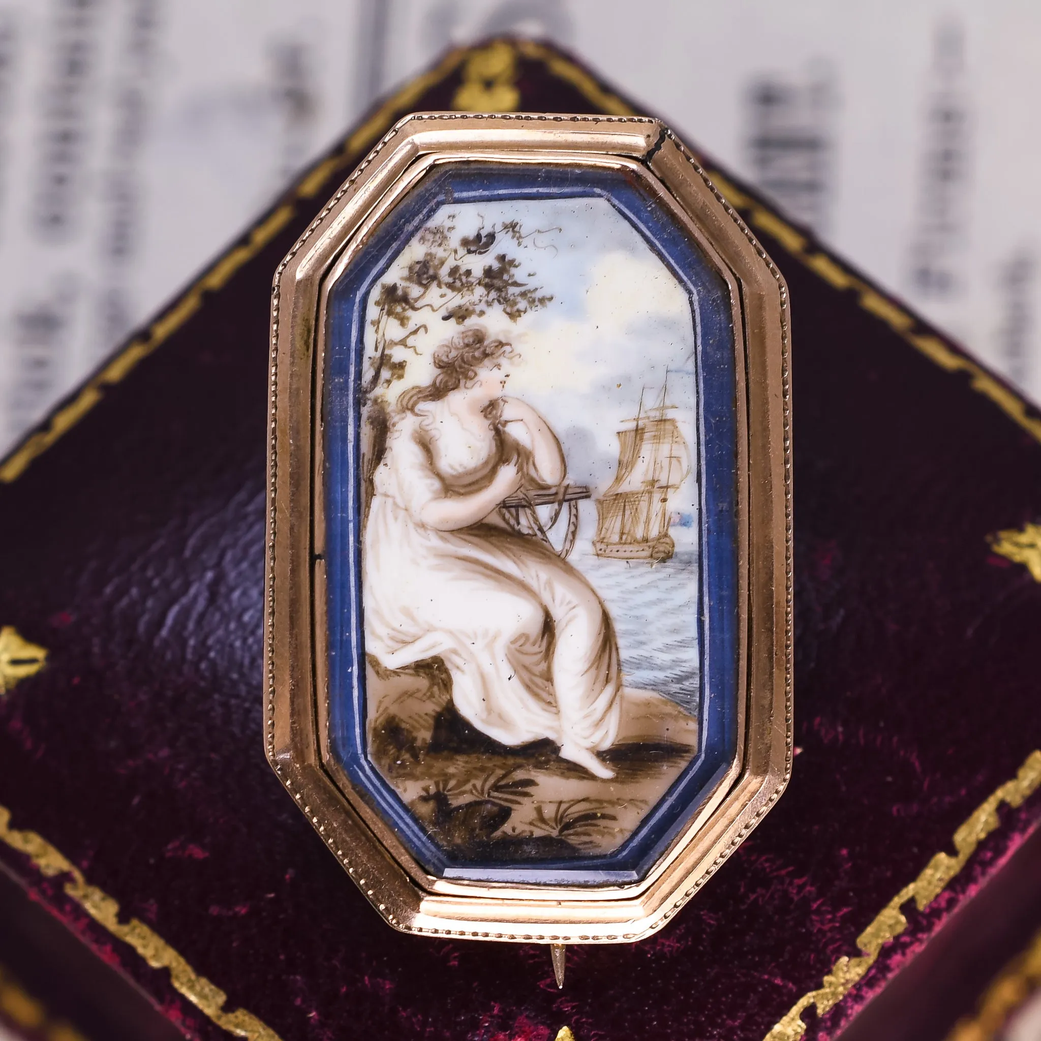 Georgian "Lady Hope" Portrait Miniature Pendant Brooch